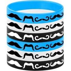 48PCS Moustache Rubber Bracelets Party Favors-Moustache Silicone Wristbands P…