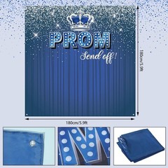 2026 Graduation Prom Background 5.9×5.9 Ft Blue Silver Glitter Photo Banner