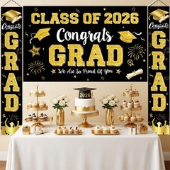 Graduation Decorations Class of 2026 – Black and Gold Graduation Party Suppli…
