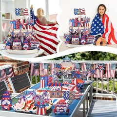 Durable Patriotic Wooden Sign Set – 14 Elegant Pieces for 4th of July Displays