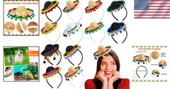 12-Pack Mini Sombrero Headband Hats for Cinco De Mayo Fiesta