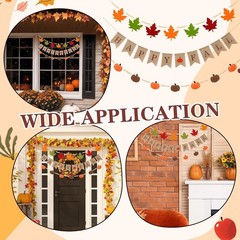 VitalCozy 3 Pcs Pre Strung Happy Fall Banner Felt Happy Fall Garland