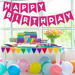 Hot Pink Happy Banner Sign for Backdrop Hot Pink Decorations for Girls 13th 1…