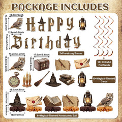 53Pcs Magical Birthday Party Decorations Magic Theme Banner Hanging Swirls and H