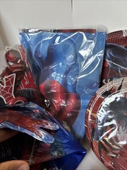Spiderman Party Set, 10 People, Decor, Tableware, Favors, Cake Decor Open Box
