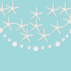 Flat Paper White Finger Starfish Seashell Garlands Ocean Nautical Party Decor…