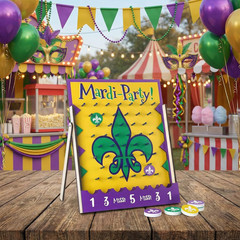 8 Pcs Mardi Gras Board Game Purple Green Gold Table Disk Drop Game Set Fleur De