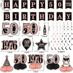 50th Birthday Decorations for Women, 21pcs the 1976 Banner Balloon Party Sup…
