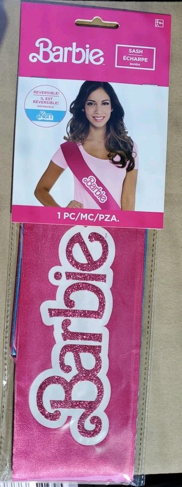 Reversable Barbie / Ken Sash For Parties & More NEW IN PACKAGE 60 Inches