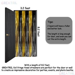 Black and Gold Party Streamers Decoration – GREATRIL Foil Fringe Backdrop for…