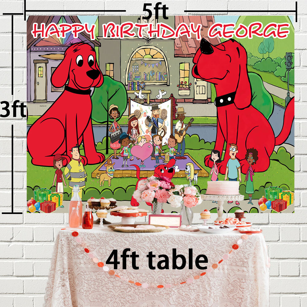 Clifford the Big Red Dog Personalised Custom Banner Backdrop Party Supplies Gift