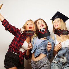 Graduation Photo Booth Props-Red Class of 2026 Party Red