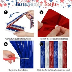 2 Pack 4th of July Decorations, 3.28 FT x 7.05 FT 250 2 PCS Blue Silver Red