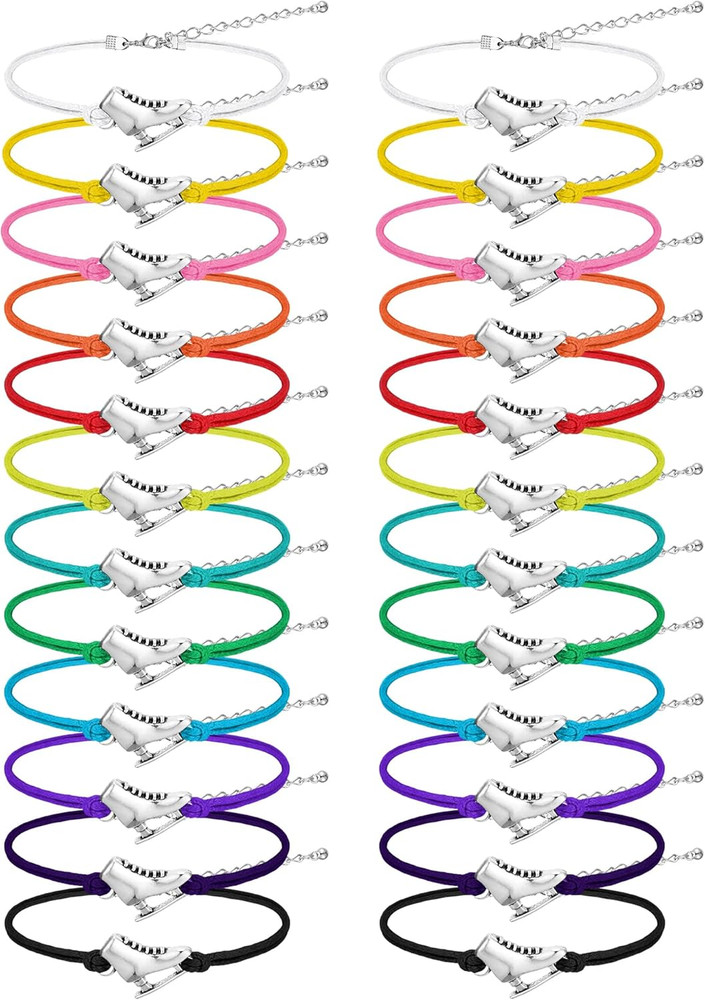 24Pcs Ice Skating Bracelets Party Favors Skater Birthday Gifts Bulk For Fans Set