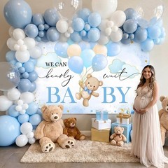 270 Pcs Baby Shower Decorations – Blue Bear Theme, Plates, Napkins, Cups, Balloo