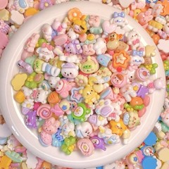 100Pcs Random Cute Resin Flatback Cartoon DIY Craft Charms Phone Case Scrapbook
