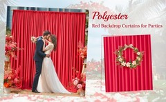 8x10FT Red Backdrop Curtains for Wedding Parties, Wrinkle Polyester Photo