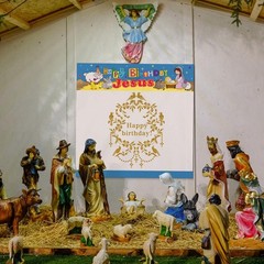 Outus Happy Birthday Jesus Banner Backdrop Christmas Nativity 6×6 ft