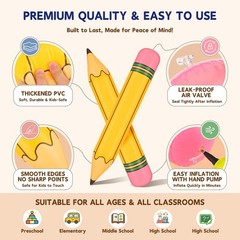 12 Pcs Inflatable Pencil Balloon Set with Air Pump and 9 Letter Sticker Sheet…