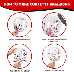 RUBFAC Red and Black Balloons Graduation Decorations Kit, White and Confetti Bal