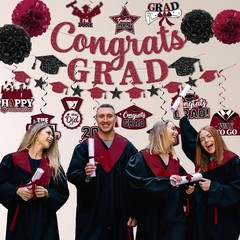 Maroon Graduation Decorations 2026,Graduation Decorations Class Of 2026 Maroo…