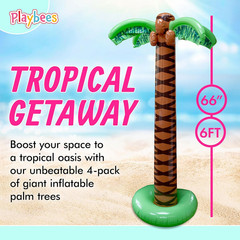 6ft Inflatable Palm Trees 4PK – Tropical Luau Party Decorations