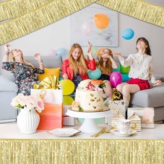 3 Pack 10 Ft Light Gold Foil Fringe Garland Metallic Streamers Tinsel Banner …