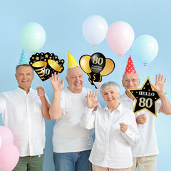 7Pcs Black Gold 80Th Birthday Yard Sign Decorations for Men and Women,Happy 80Th