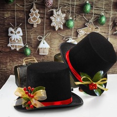 2 Pack Black Felt Top Hats, Funny Party Hat with Red Band, Tuxedo Vampire For…
