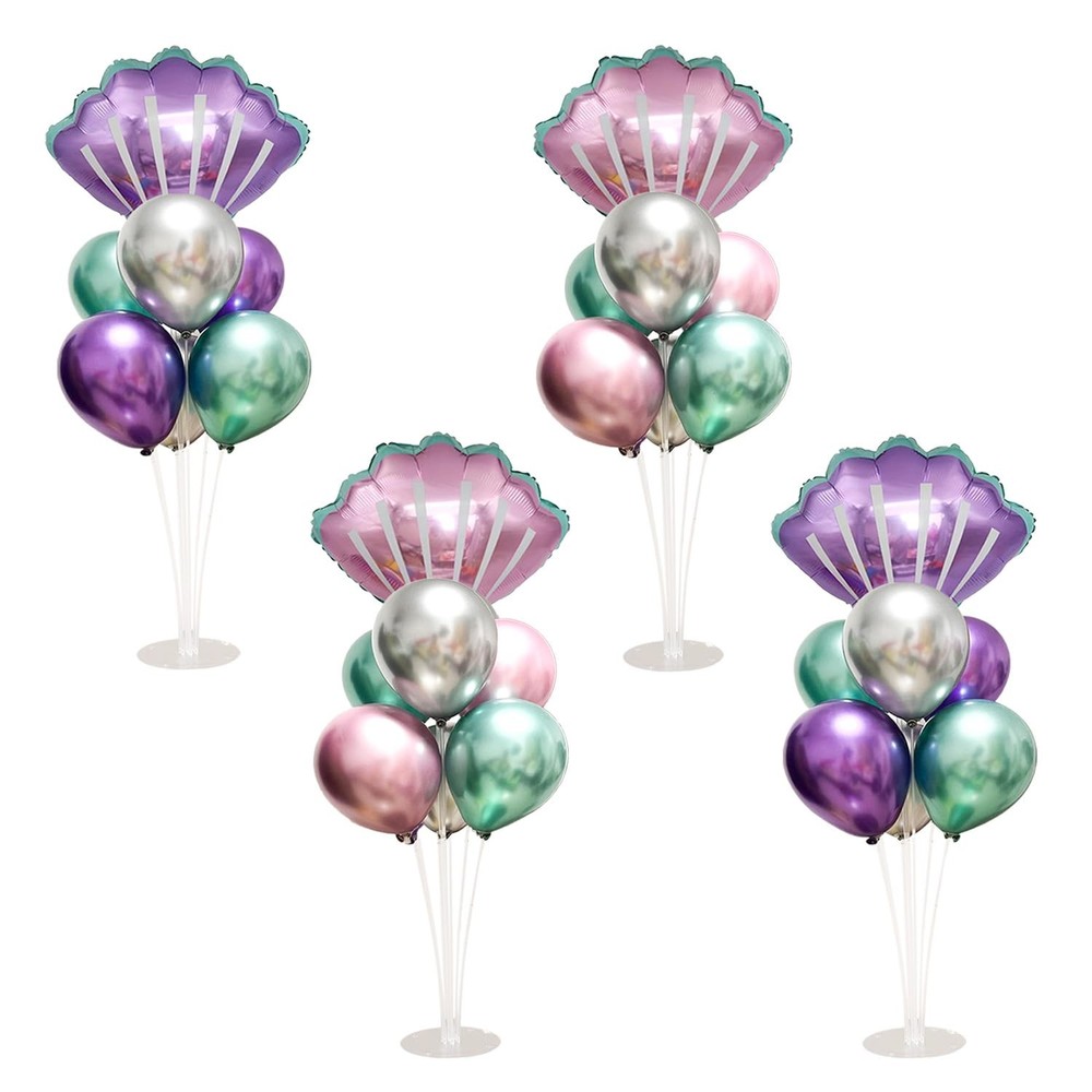 Mermaid Tabletop Decoration Balloon Stand Set 4 Sets, Mermaid Balloon Centerp…