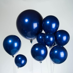 Chrome Blue Double-Stuffed Balloons Different Sizes 52 PACK 18+10+5 Inch Metalli