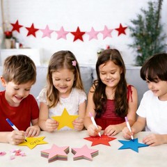 72 Pcs 5.5 Inches Large Star Cutouts, 9-Color Assorted Star Shape Die Cut for…