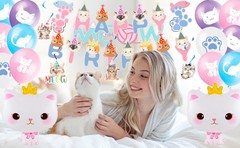 178 Cat Birthday Party Decorations Kitten Supplies Tableware Set Balloons Plates
