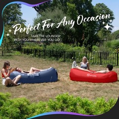 Navy & Red Inflatable Lounger 2 Pack | 210T Polyester Inflatable Couch | No-P…