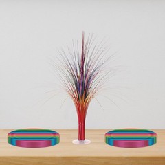 2-Pack Metallic Spray Centerpiece, Rainbow Multicolor Decoration for Birthday