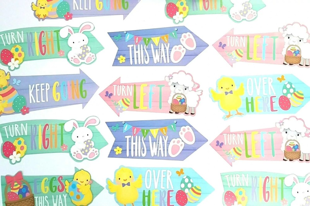 15 Easter Egg Hunt Arrow Signs Children Trail Hunting Game Decorations Kids Fun