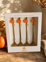 Harvest Pumpkin Charm 4 Pack Spoons BNIB