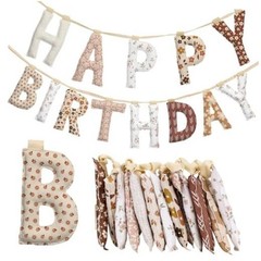 Suncalla Pre-strung Happy Birthday Banner Sign Reusable Felt Happy pink Boho