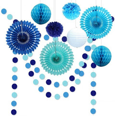 Blue Circle Dot Garland Polka Dots Paper Hanging Streamer Bunting Banner Backdro