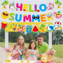 Hello Summer Banner Summer Party Decorations Beach Party Decoration 3Pcs Hell…