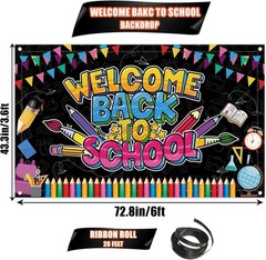 Welcome Back to School Banner, Multicolored, 72 X 43 Inch, Back to School Decora