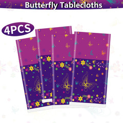 4 PCS Movie Party Tablecloths Decorations – Butterfly Plastic Table Cover, Magic