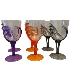 6 SKELETON HAND Plastic Wine Goblets Gothic Punk Multicolor Party Bar Prop