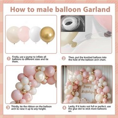 Pink Beige White Balloons Arch Kit 144 pcs Light Pastel Pink Beige Sand Whit…