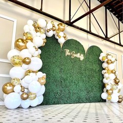 White and Gold Balloons Garland Kit, 124pcs White Metallic Gold Confetti Ball…
