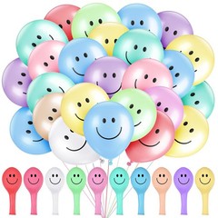 Sratte 100 Pcs 12 Inch Smile Face Balloons Assorted Pastel Unicorn Rainbow Mo…