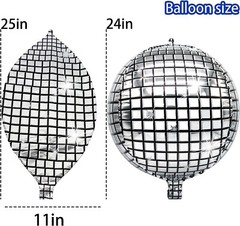 10-Pack 24inch 4D Large Round Aluminum Foil Balloons Self-sealing Disco Fever
