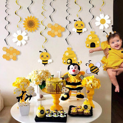 20PCS Bumble Bee Hanging Swirl Decorations, Bee Party Hanging Swirls Foil Ceilin