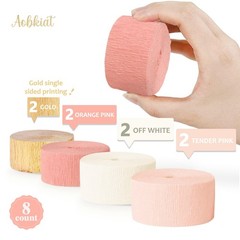Wedding Party Decorations, 8 Rolls Pink Gold Crepe Paper Streamers for Weddin…