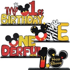 TONIFUL~Mouse 1st Birthday Party ONE Table Centerpieces Wooden Decor~Red Mouse